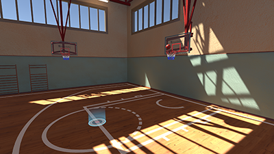 Virtuelle Basketballhalle